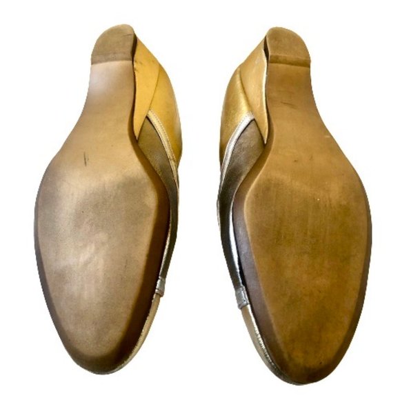 Easy Street Vintage 80's Low Wedge Pump Silver + Gold Made in USA USED - Picture 13 of 15